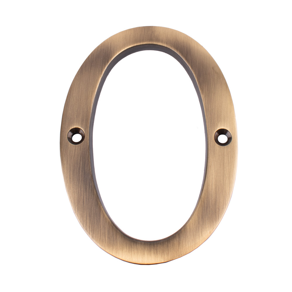 Dart Number 0 Door Numeral - Antique Brass